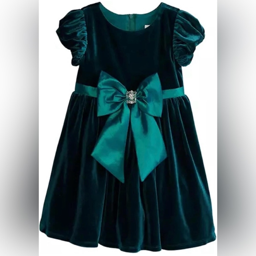 Rare Editions Velvet Dress Green 14